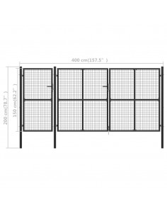 Cancello per Giardino in Acciaio 400x150 cm Antracite