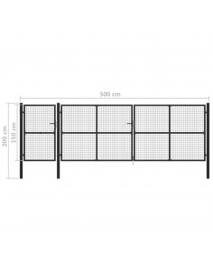 Cancello per Giardino in Acciaio 500x150 cm Antracite