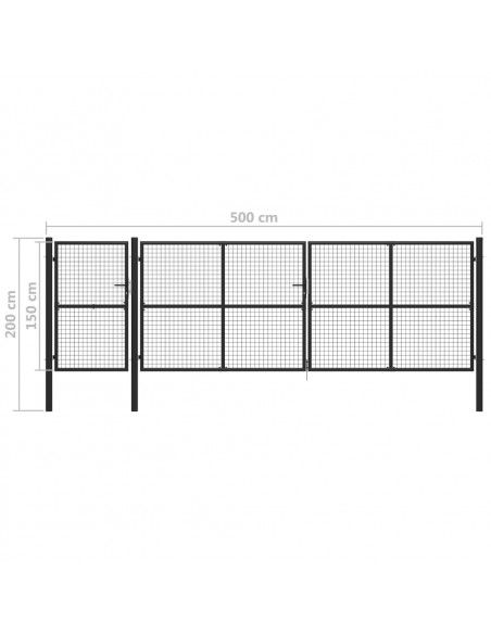 Cancello per Giardino in Acciaio 500x150 cm Antracite