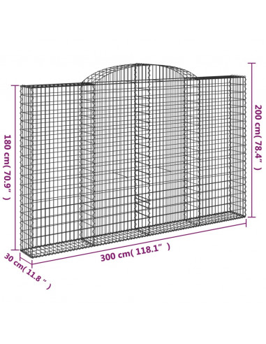 Cesti Gabbioni ad Arco 12 pz 300x30x180/200 cm Ferro Zincato