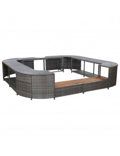 Bordo Spa Quadrato Grigio 268 x 268 x 55 cm in Polyrattan 2