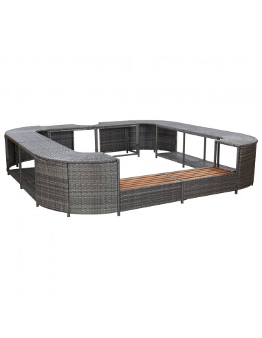 Bordo Spa Quadrato Grigio 268 x 268 x 55 cm in Polyrattan
