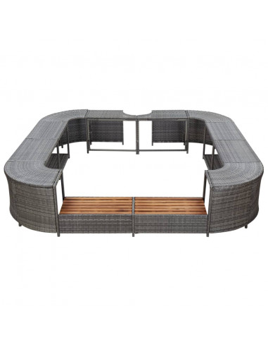 Bordo Spa Quadrato Grigio 268 x 268 x 55 cm in Polyrattan