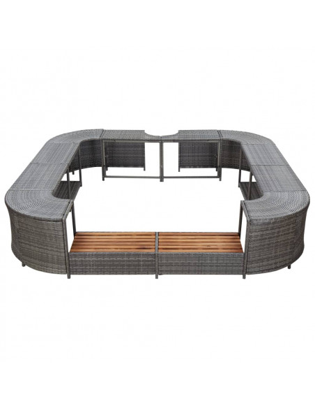 Bordo Spa Quadrato Grigio 268 x 268 x 55 cm in Polyrattan
