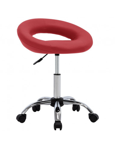 Sedia da Lavoro con Ruote Rossa in Similpelle