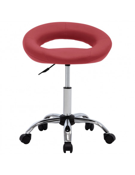 Sedia da Lavoro con Ruote Rossa in Similpelle
