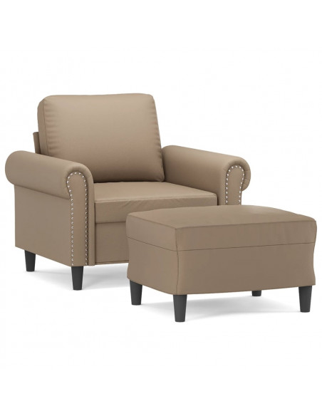 Poltrona con Poggiapiedi Cappuccino 60 cm in Similpelle