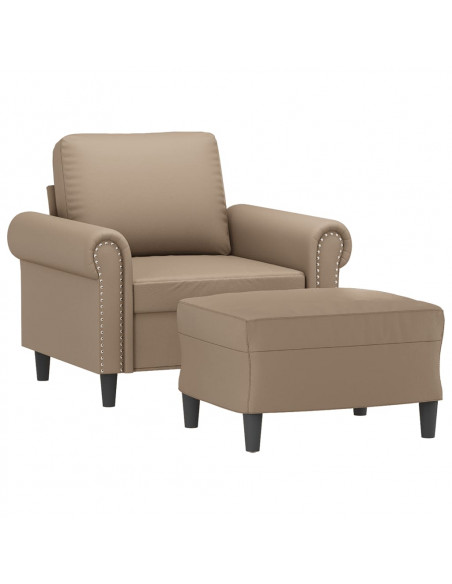 Poltrona con Poggiapiedi Cappuccino 60 cm in Similpelle