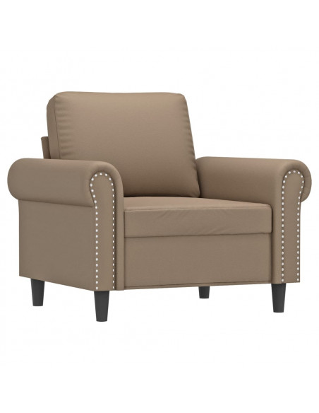 Poltrona con Poggiapiedi Cappuccino 60 cm in Similpelle
