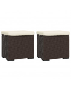 Ottomane con Cuscini 2pz Marrone 40x30x40 cm in Polyrattan