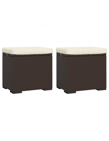 Ottomane con Cuscini 2pz Marrone 40x30x40 cm in Polyrattan