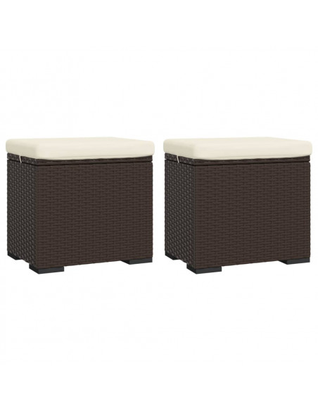 Ottomane con Cuscini 2pz Marrone 40x30x40 cm in Polyrattan