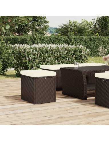 Ottomane con Cuscini 2pz Marrone 40x30x40 cm in Polyrattan
