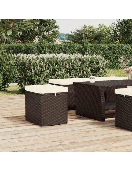 Ottomane con Cuscini 2pz Marrone 40x30x40 cm in Polyrattan