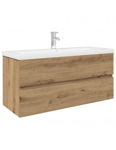 Mobile Bagno con Lavabo Integrato&Rubinetto Rovere Artigianale 2