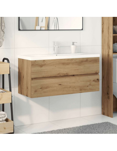 Mobile Bagno con Lavabo Integrato&Rubinetto Rovere Artigianale