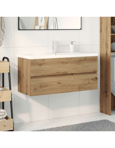 Mobile Bagno con Lavabo Integrato&Rubinetto Rovere Artigianale