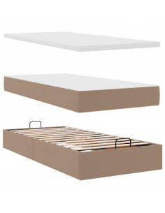 Letto Pouf con Materasso Cappucino 80x200 cm Similpelle 2