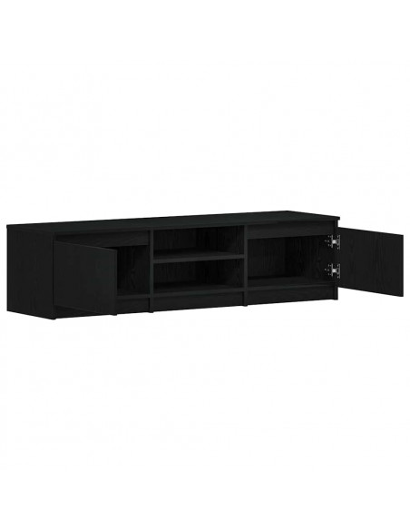 Mobile TV Rovere Nero 140x40x36 cm in Legno Multistrato