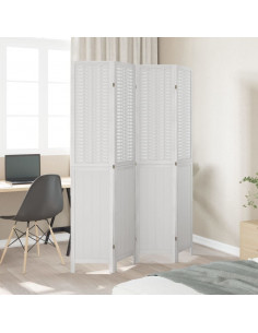 Divisorio Ambienti 4Pannelli Bianco Legno Massello di Paulownia 2