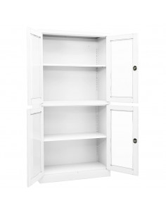Armadio per Ufficio Bianco 90x40x180 cm in Acciaio e Vetro 2