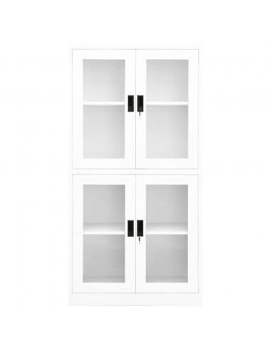 Armadio per Ufficio Bianco 90x40x180 cm in Acciaio e Vetro