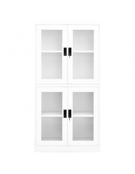 Armadio per Ufficio Bianco 90x40x180 cm in Acciaio e Vetro