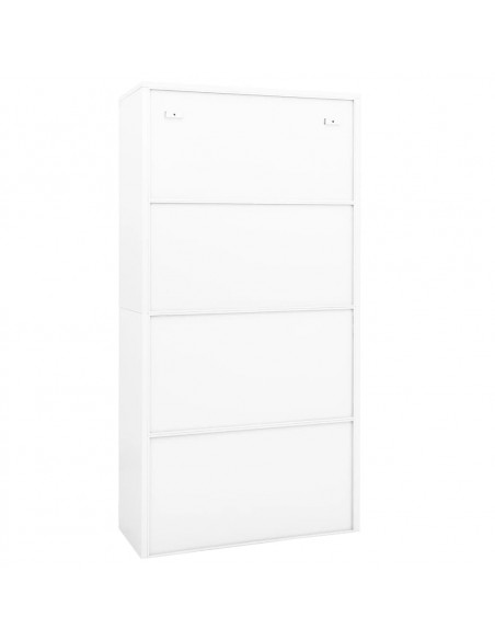 Armadio per Ufficio Bianco 90x40x180 cm in Acciaio e Vetro