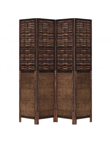 Divisorio Ambienti 4 Pannelli Marrone Scuro Massello Paulownia