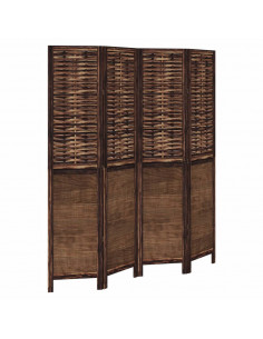 Divisorio Ambienti 4 Pannelli Marrone Scuro Massello Paulownia