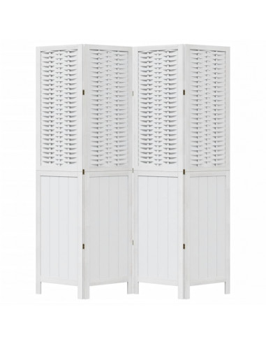 Divisorio Ambienti 4Pannelli Bianco Legno Massello di Paulownia