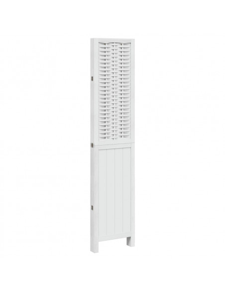 Divisorio Ambienti 4Pannelli Bianco Legno Massello di Paulownia