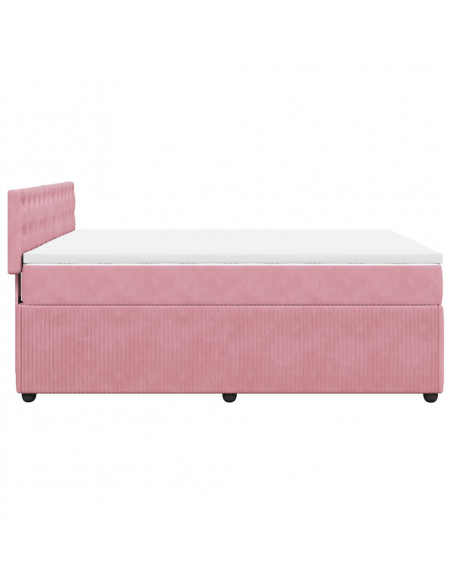 Giroletto a Molle con Materasso Rosa 160x200 cm in Velluto