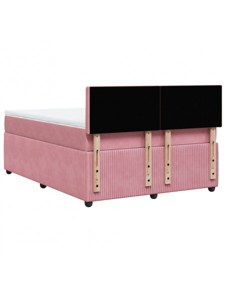 Giroletto a Molle con Materasso Rosa 160x200 cm in Velluto