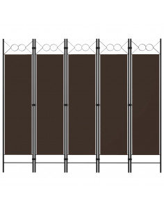 Paravento a 5 Pannelli Marrone 200x180 cm 2