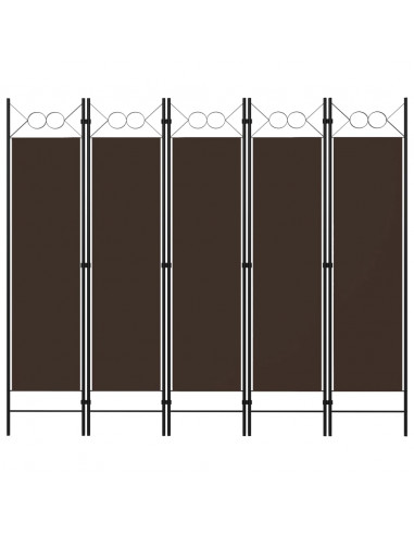 Paravento a 5 Pannelli Marrone 200x180 cm
