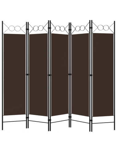 Paravento a 5 Pannelli Marrone 200x180 cm