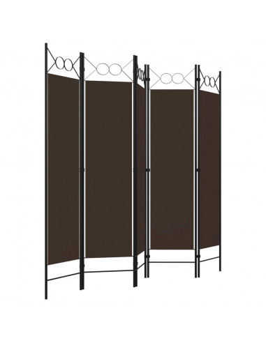 Paravento a 5 Pannelli Marrone 200x180 cm
