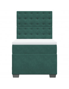 Giroletto a Molle con Materasso Verde Scuro 80x200 cm Velluto