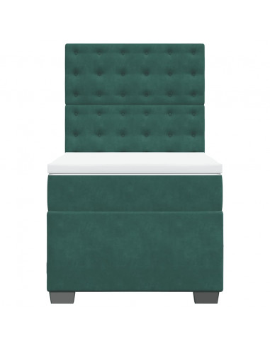 Giroletto a Molle con Materasso Verde Scuro 80x200 cm Velluto