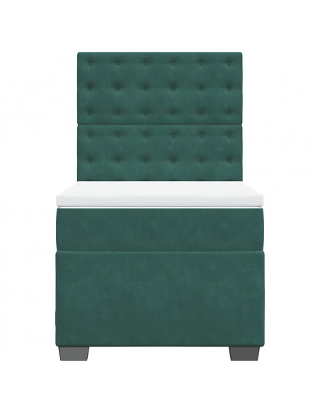 Giroletto a Molle con Materasso Verde Scuro 80x200 cm Velluto