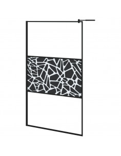 Parete Doccia Walk in 115x195 cm Vetro ESG e Design Pietre Nero