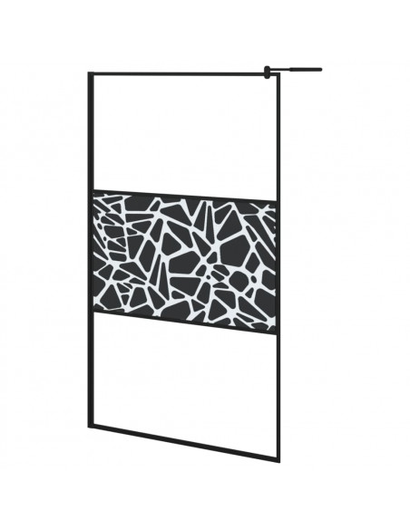 Parete Doccia Walk in 115x195 cm Vetro ESG e Design Pietre Nero