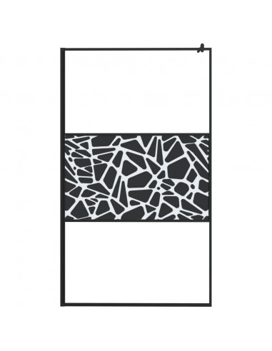 Parete Doccia Walk in 115x195 cm Vetro ESG e Design Pietre Nero