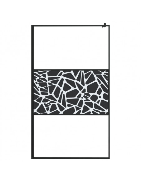 Parete Doccia Walk in 115x195 cm Vetro ESG e Design Pietre Nero