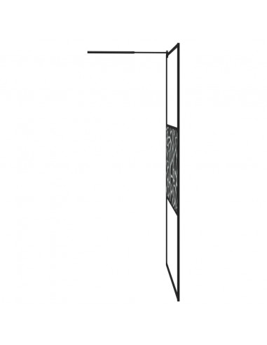 Parete Doccia Walk in 115x195 cm Vetro ESG e Design Pietre Nero
