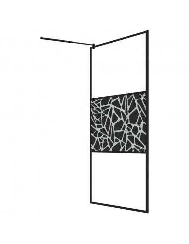 Parete Doccia Walk in 115x195 cm Vetro ESG e Design Pietre Nero