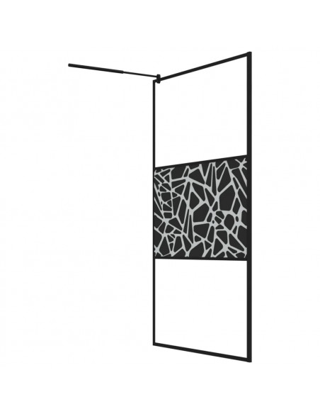 Parete Doccia Walk in 115x195 cm Vetro ESG e Design Pietre Nero