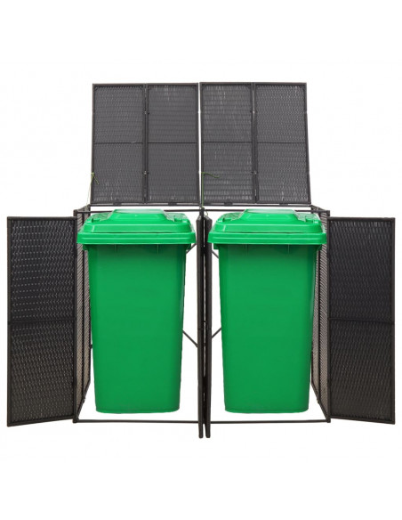 Copribidone Doppio Nero 140x80x117 cm in Polyrattan