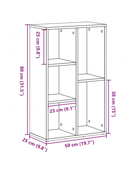 Libreria Rovere Nero 50x25x80 cm in Legno Multistrato